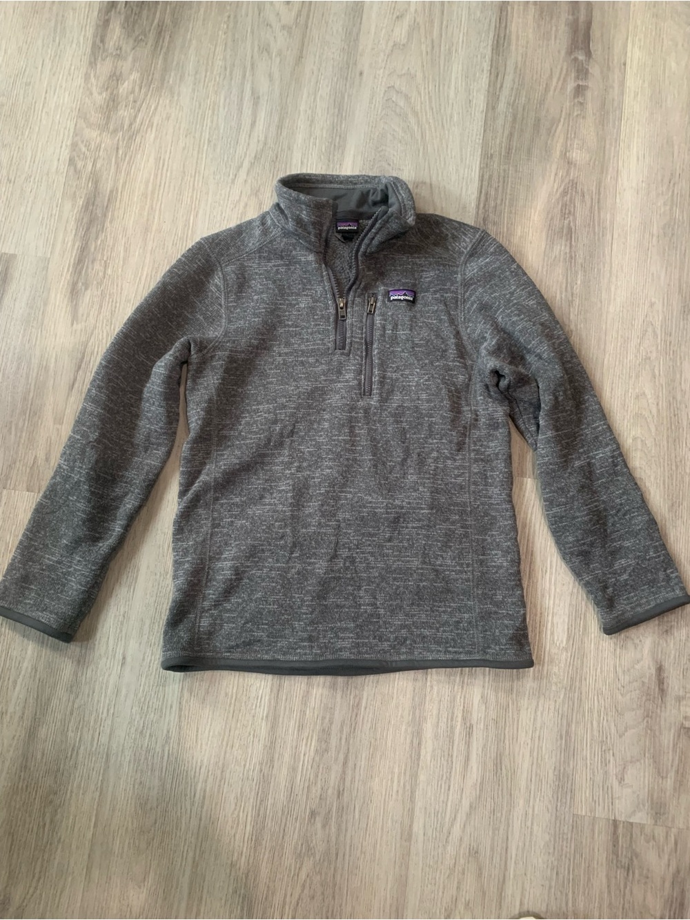 Kids Boys Patagonia Heather Gray 1/4 Zip Better Sweater Fleece Pullover Size 12.